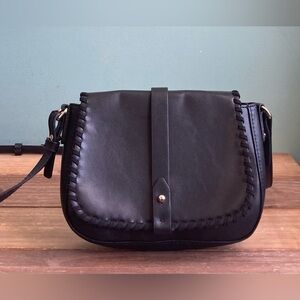 Gap Vegan Black Leather Saddle Crossbody Bag